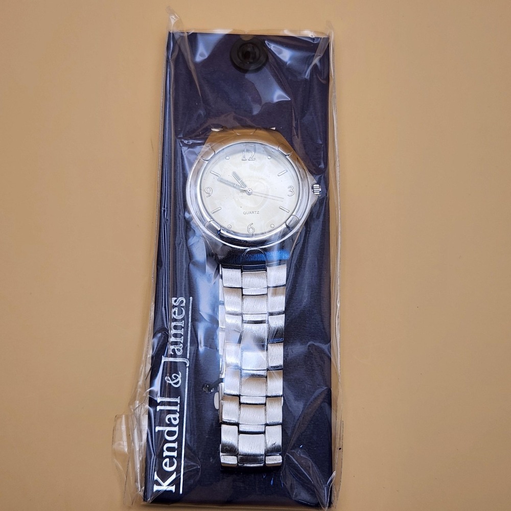 Kendall & James Watch Mens Silver Tone Quartz New Classic Style Metal Band Gift